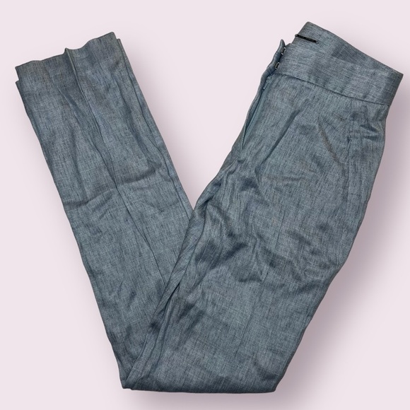 Elie Tahari Blue Linen Slim Trouser Pants 0 - Picture 1 of 14